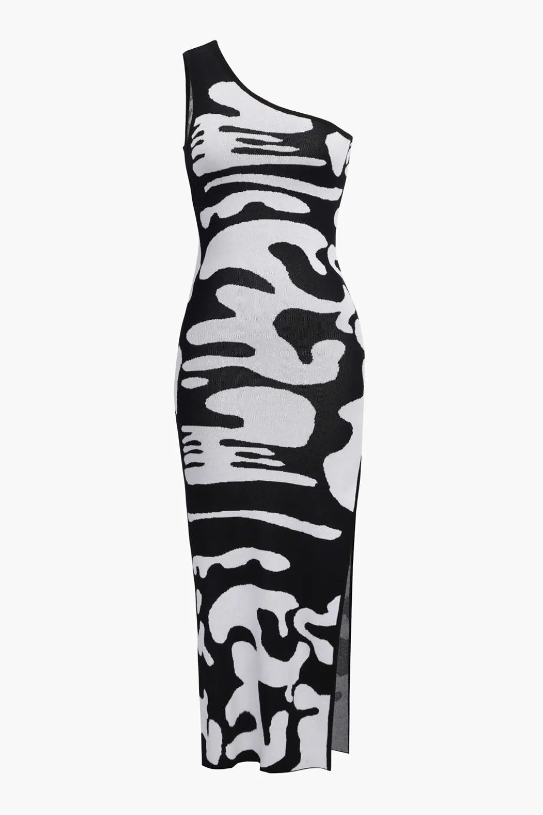 Colorblock One Shoulder Slit Knit Dress>MICAS Sale