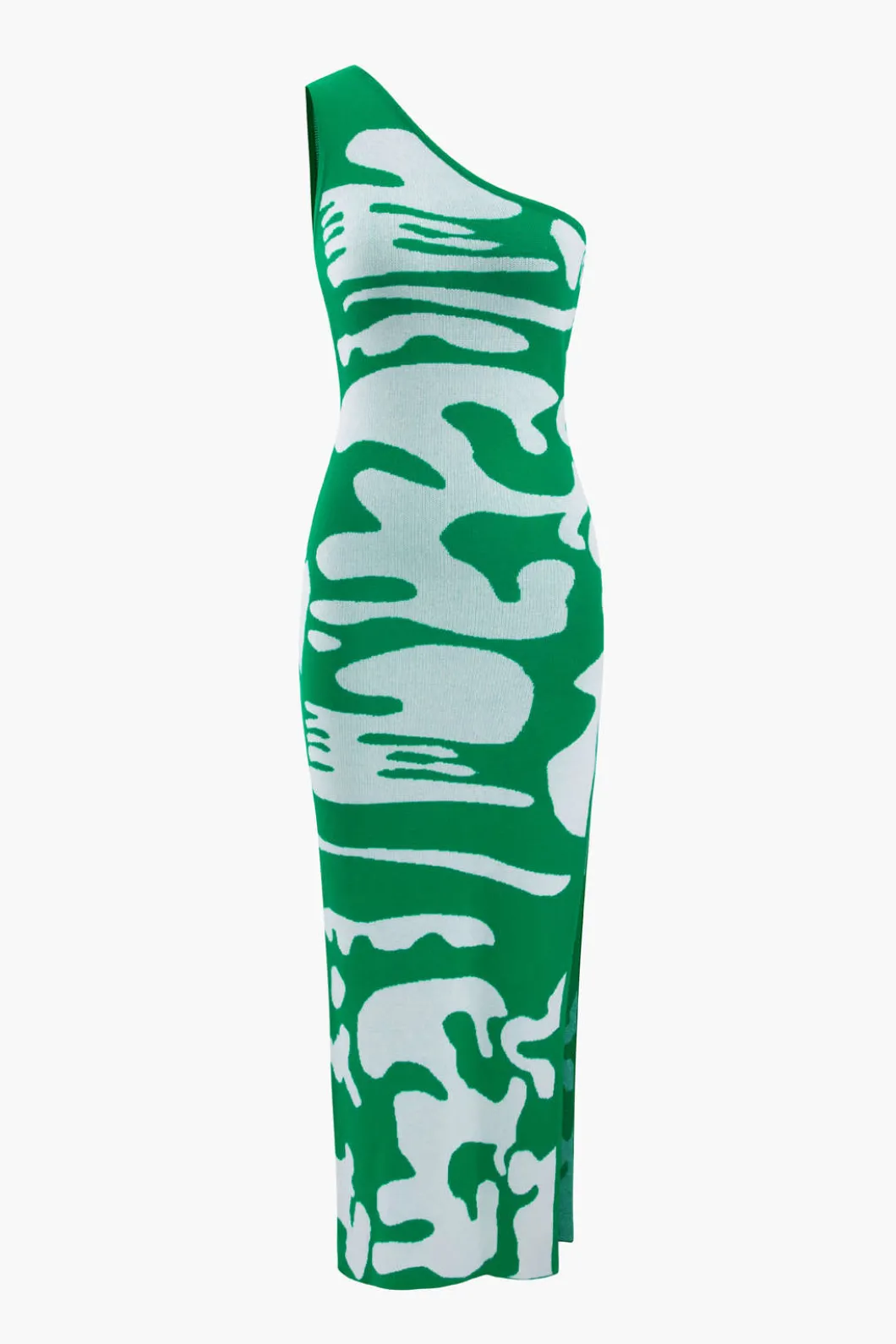 Colorblock One Shoulder Slit Knit Dress>MICAS Sale