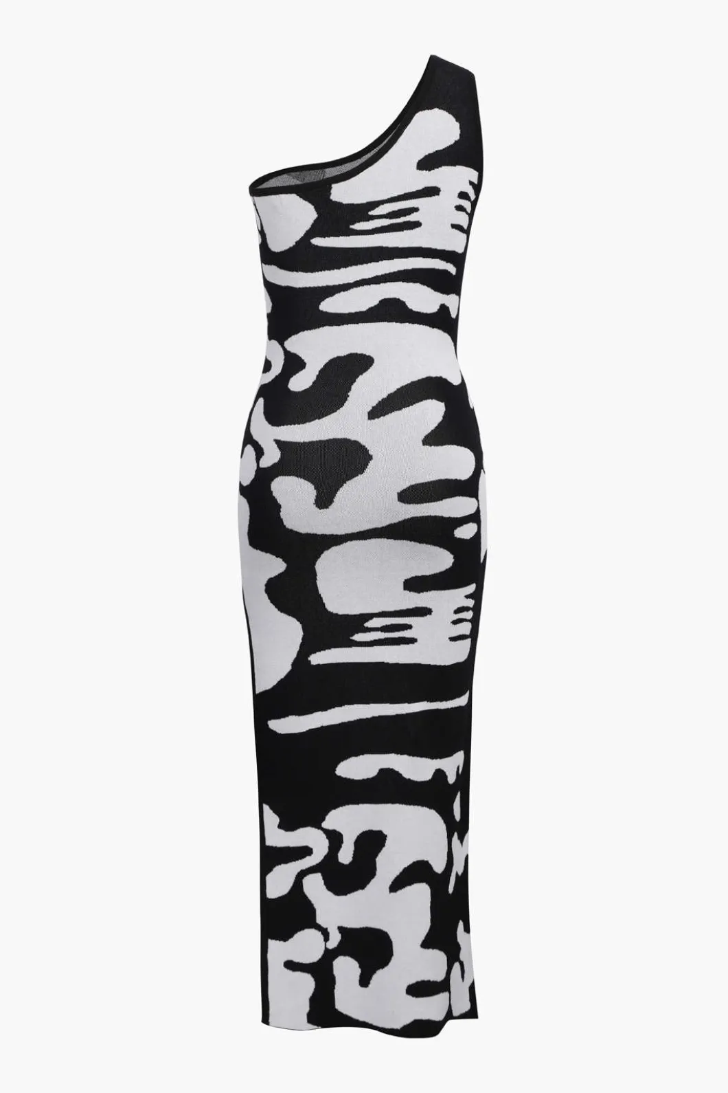 Colorblock One Shoulder Slit Knit Dress>MICAS Sale