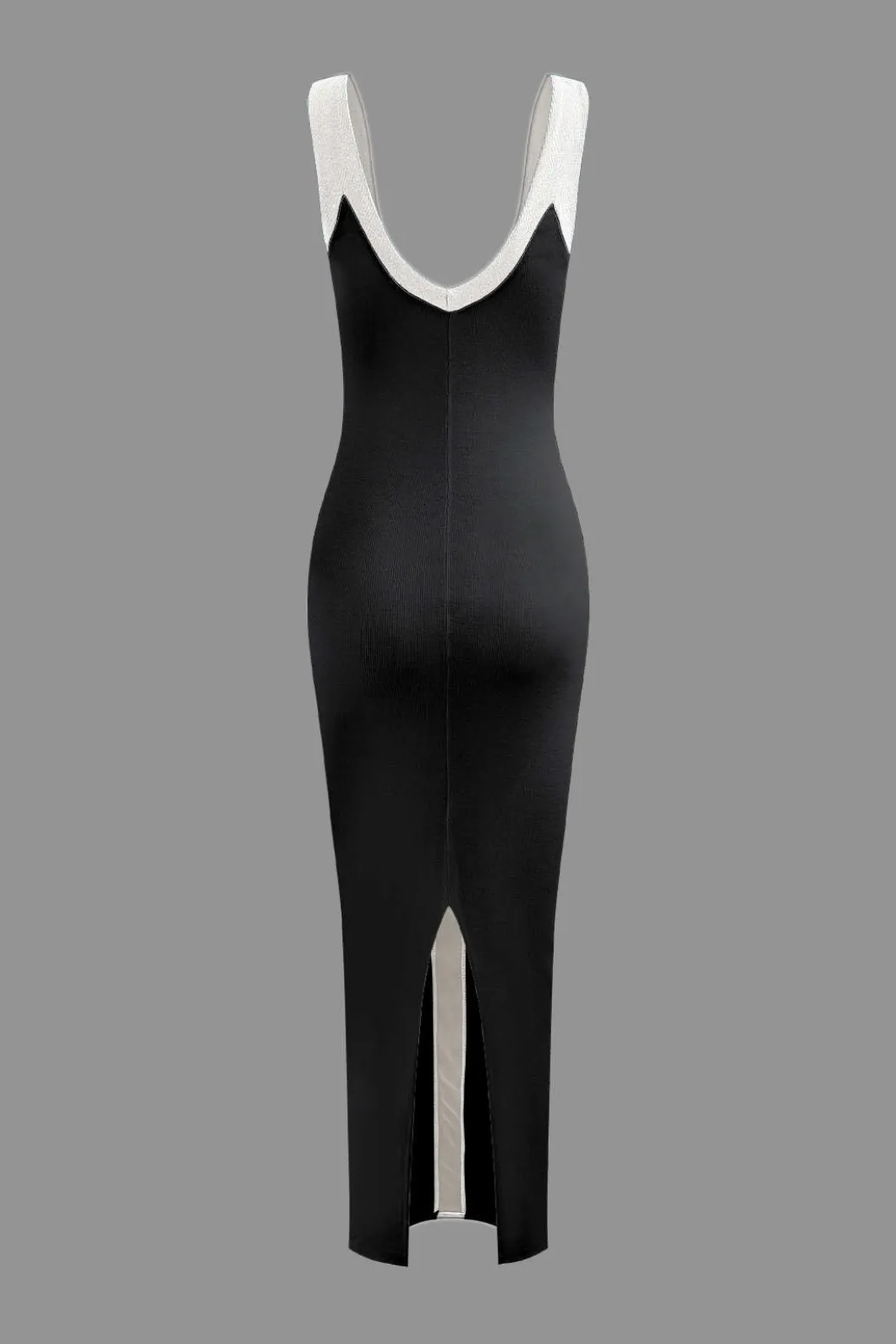 Colorblock V-neck Ribbed Split Maxi Dress>MICAS Outlet