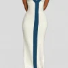 Colorblock V-neck Ribbed Split Maxi Dress>MICAS Outlet
