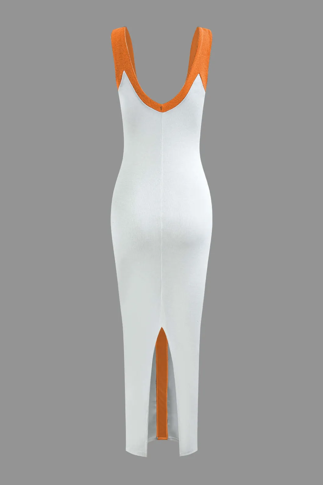 Colorblock V-neck Ribbed Split Maxi Dress>MICAS Outlet