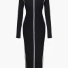 Color-Blocked Long Sleeve Midi Dress>MICAS Best