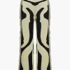 Contrast Abstract Print Fringe Sweater Trousers>MICAS Best