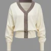 Contrast Button Sweater Cardigan>MICAS Hot