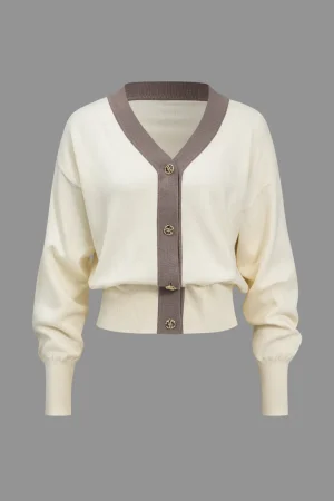 Contrast Button Sweater Cardigan>MICAS Hot