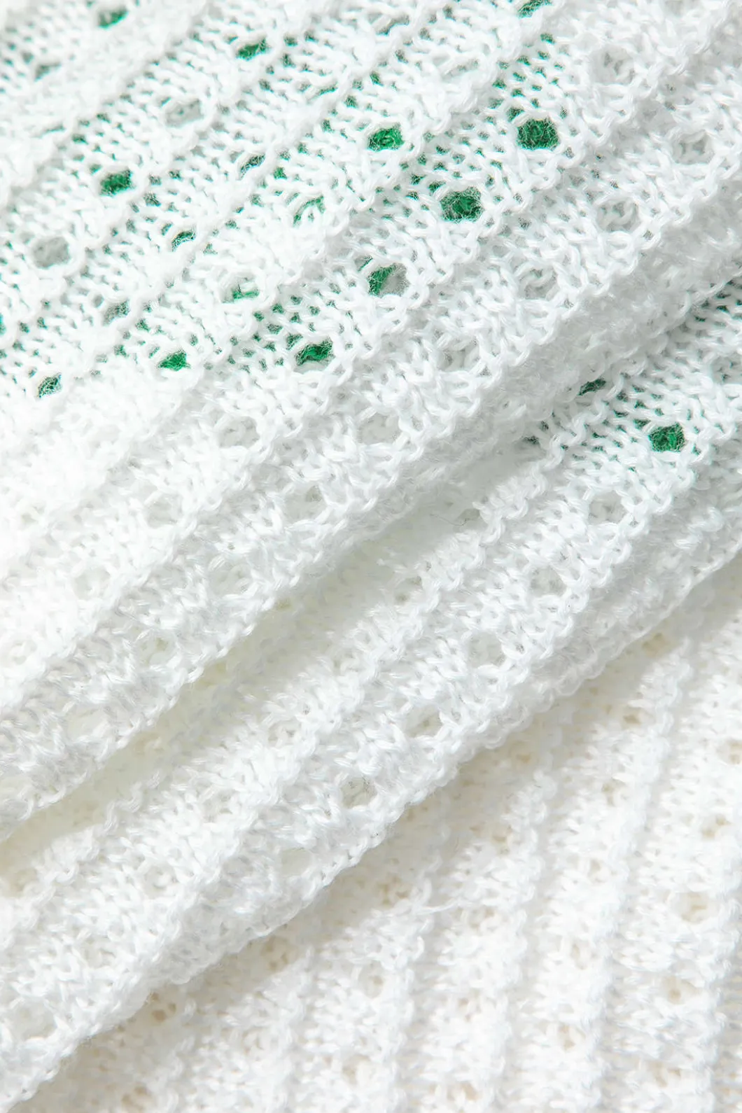 Contrast Button Up Short Sleeve Cardigan Hollow Out Knit Mini Dress>MICAS Hot