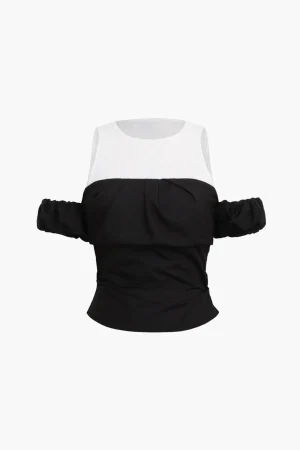 Contrast Cold Shoulder Tee>MICAS Discount