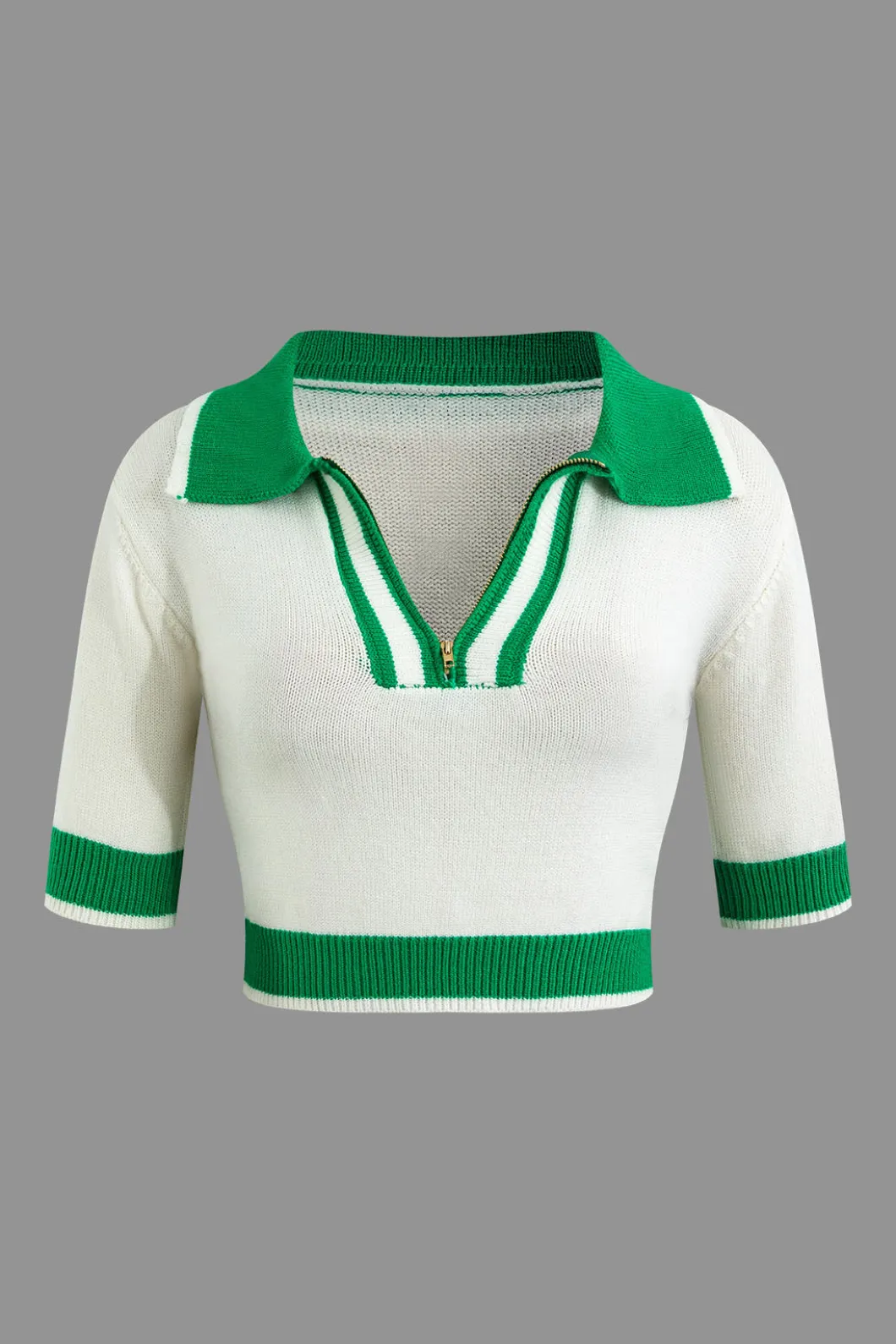 Contrast Collar Crop Knit Top And Mini Skirt Set>MICAS Online