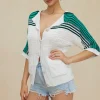 Contrast Crochet Short Sleeve Top>MICAS Outlet