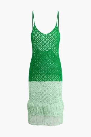 Contrast Crochet Slip Midi Dress>MICAS Outlet