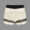 Contrast Crochet V-Neck Knit Shorts Set>MICAS New