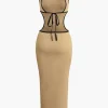 Contrast Cut Out Backless Slip Maxi Dress>MICAS Clearance