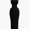 Contrast Cut Out Backless Slip Maxi Dress>MICAS Clearance