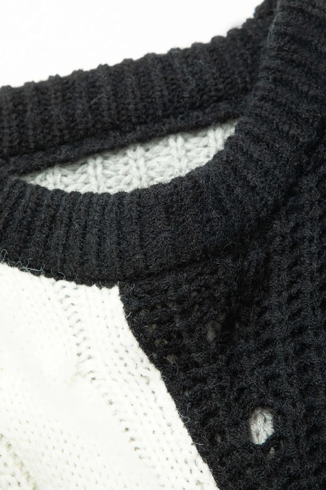 Contrast Denim Stitching Round Neck Sweater>MICAS Fashion