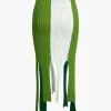 Contrast Fringe Hem Knit Midi Skirt>MICAS Sale