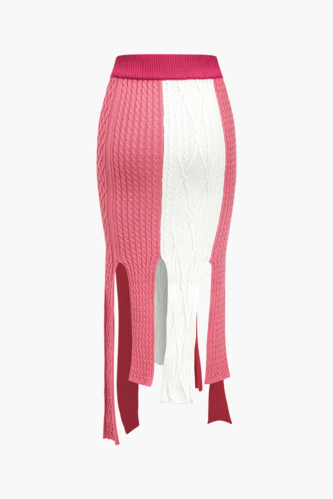 Contrast Fringe Hem Knit Midi Skirt>MICAS Sale