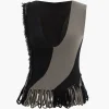 Contrast Fringe Sweater Tank Top>MICAS Best