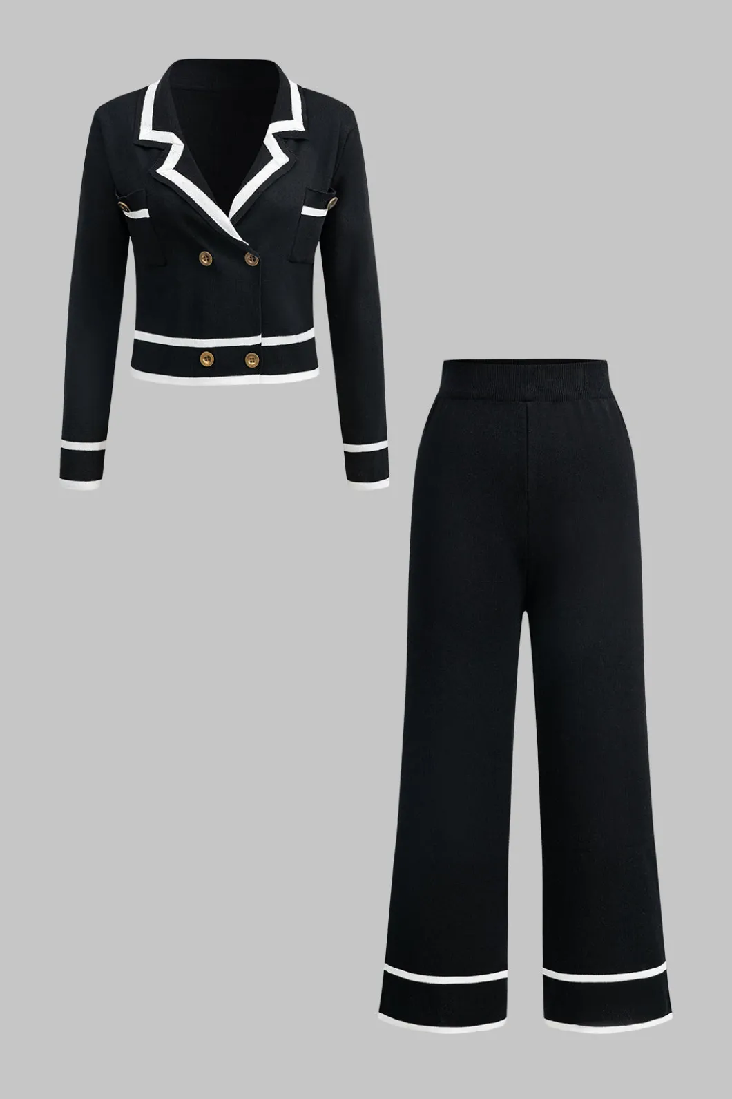 Contrast Knit Button Cardigan And Pants Set>MICAS Best