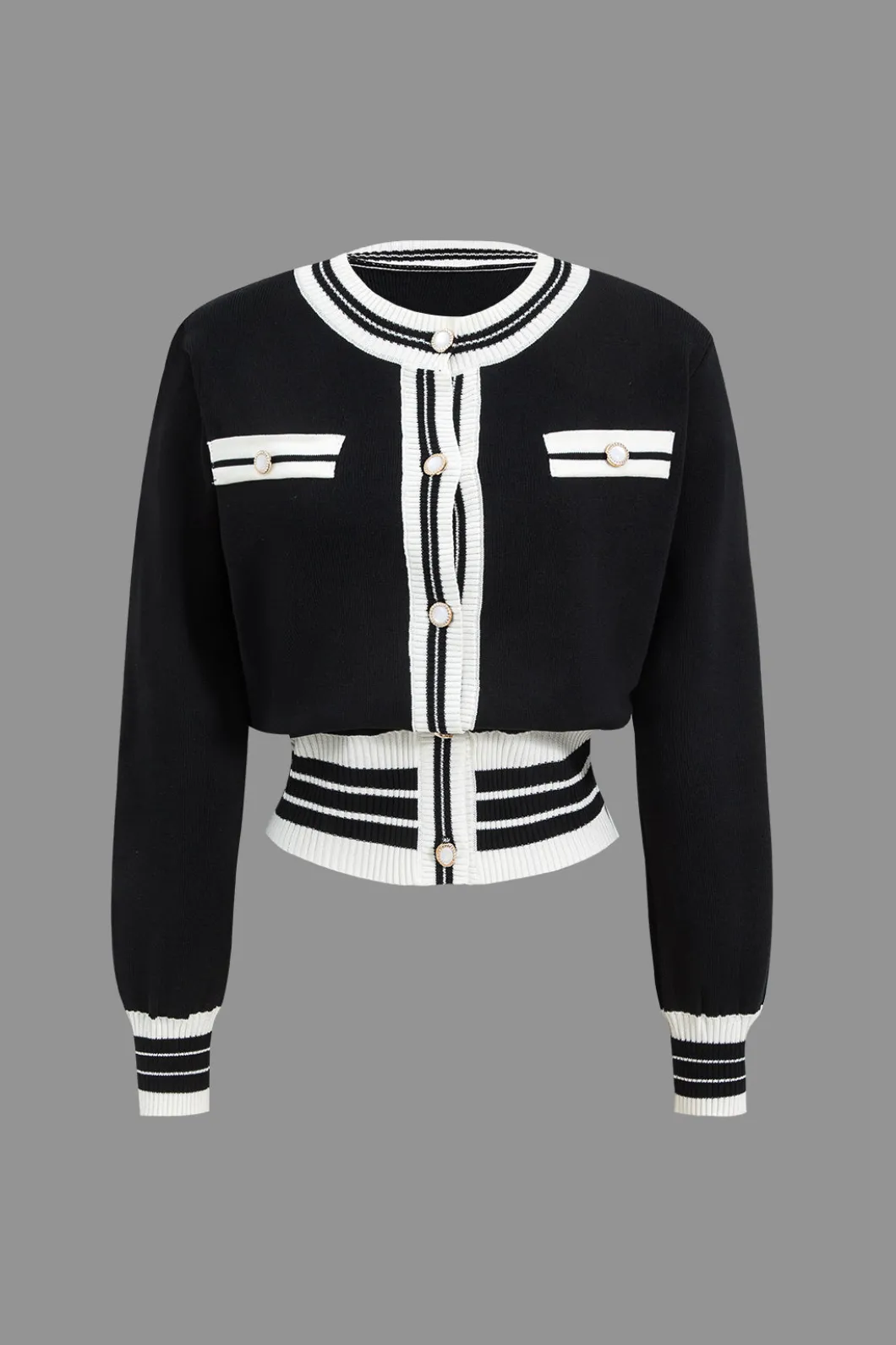 Contrast Knit Button Top And Pants Set>MICAS New