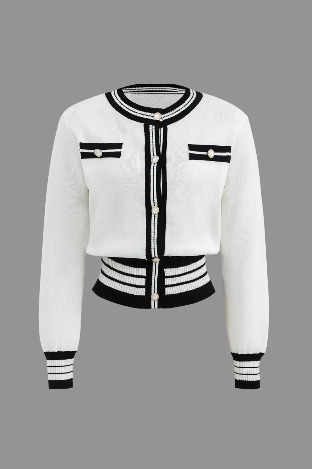 Contrast Knit Button Top And Pants Set>MICAS New