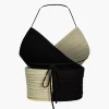 Contrast Knit Crossed Tie-Up Tank Top>MICAS Fashion