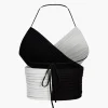 Contrast Knit Crossed Tie-Up Tank Top>MICAS Fashion