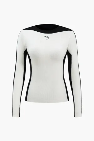 Contrast Knit Long-Sleeve Top>MICAS Hot