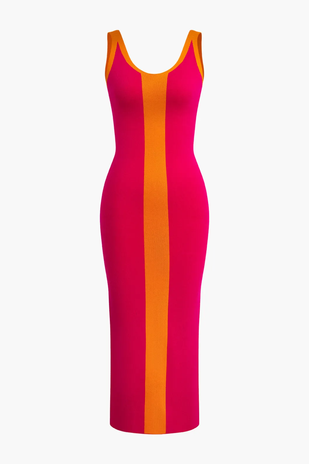 Contrast Knitted Slit Midi Dress>MICAS Discount