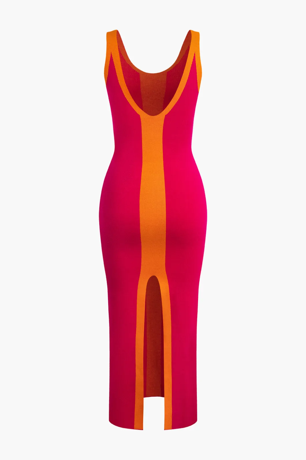 Contrast Knitted Slit Midi Dress>MICAS Discount