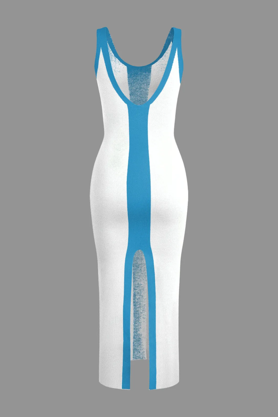 Contrast Knitted Slit Midi Dress>MICAS Discount