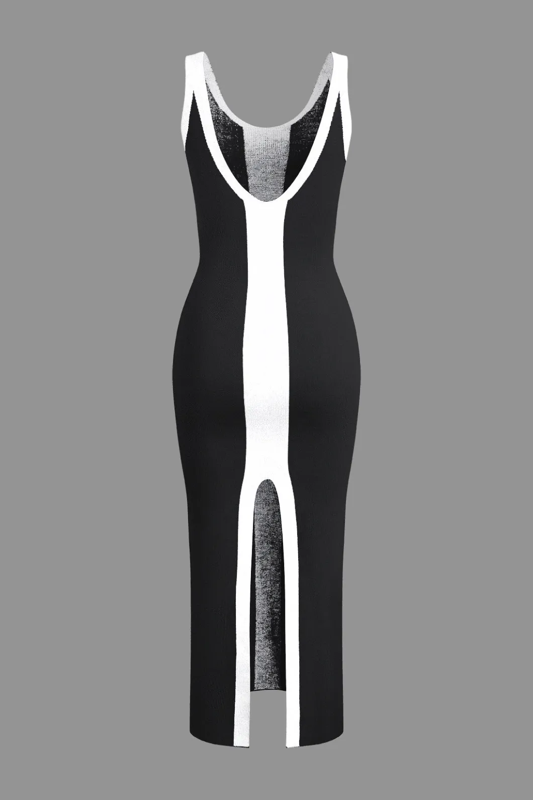 Contrast Knitted Slit Midi Dress>MICAS Discount