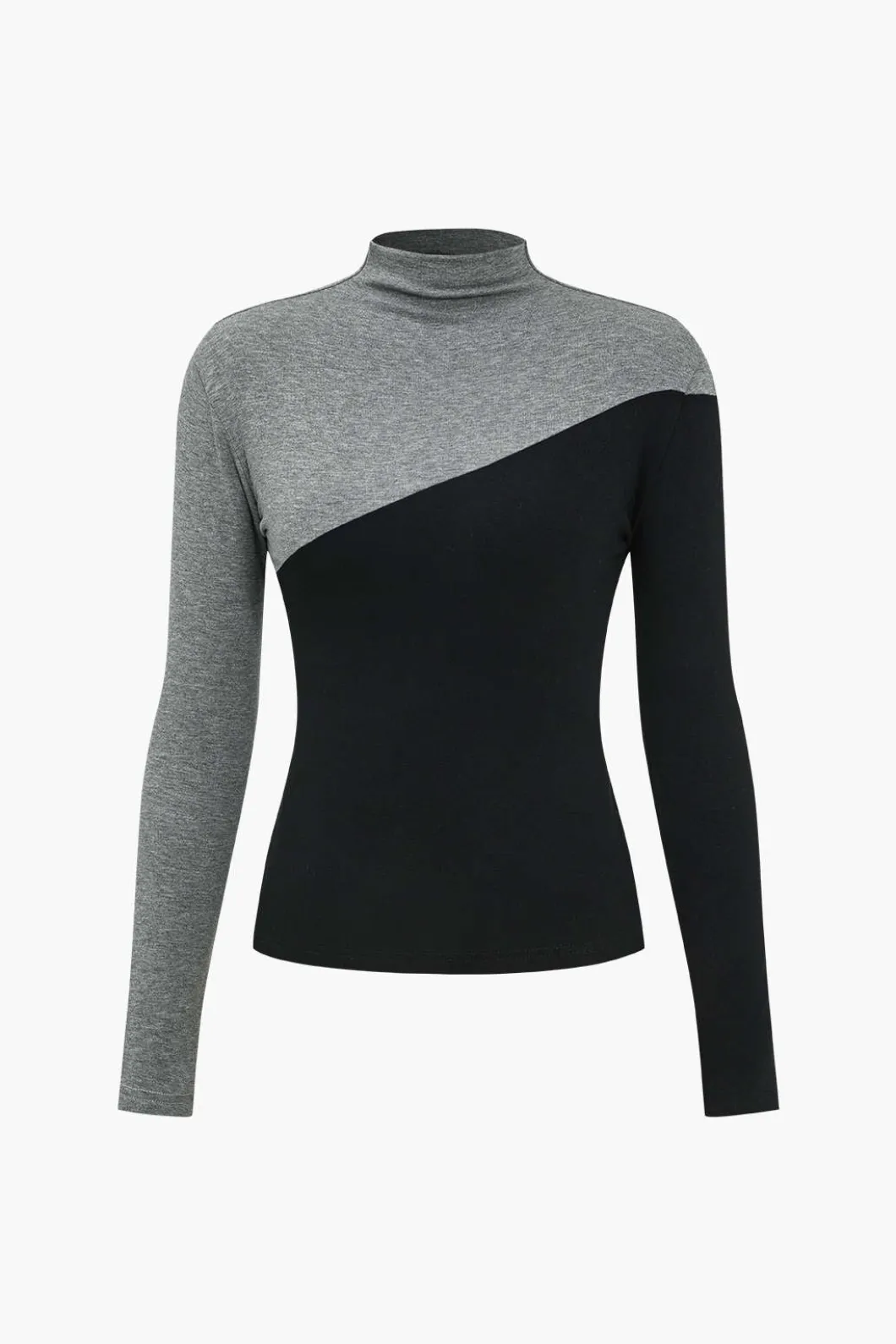 Contrast Mock Neck Long-Sleeve Top>MICAS New