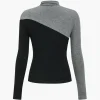 Contrast Mock Neck Long-Sleeve Top>MICAS New