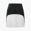 Contrast Pleated Faux Leather Mini Skirt>MICAS Fashion