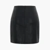 Contrast Pleated Faux Leather Mini Skirt>MICAS Fashion