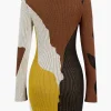 Contrast Print Sweater Asymmetrical Long Sleeve Dress>MICAS Sale