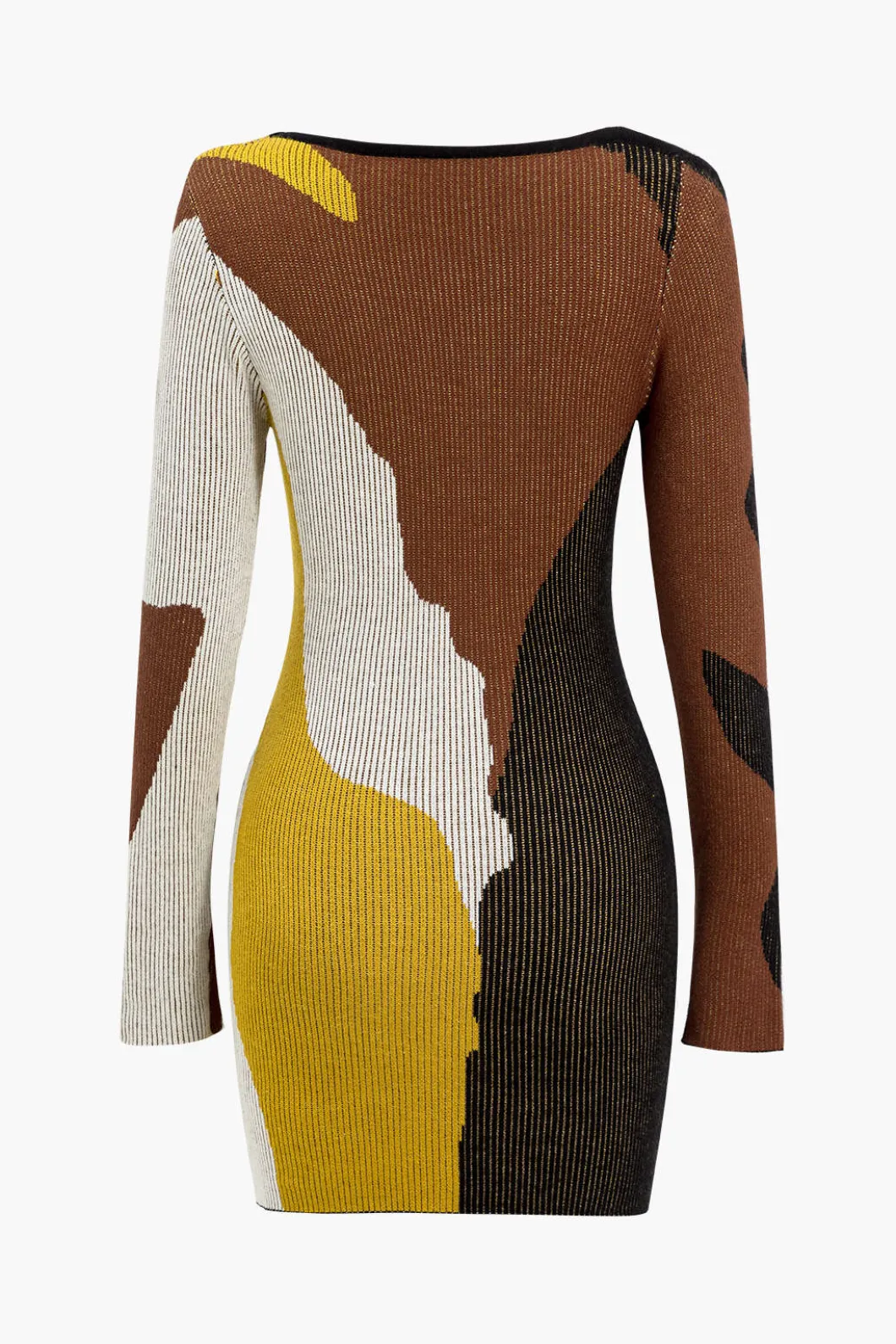 Contrast Print Sweater Asymmetrical Long Sleeve Dress>MICAS Sale