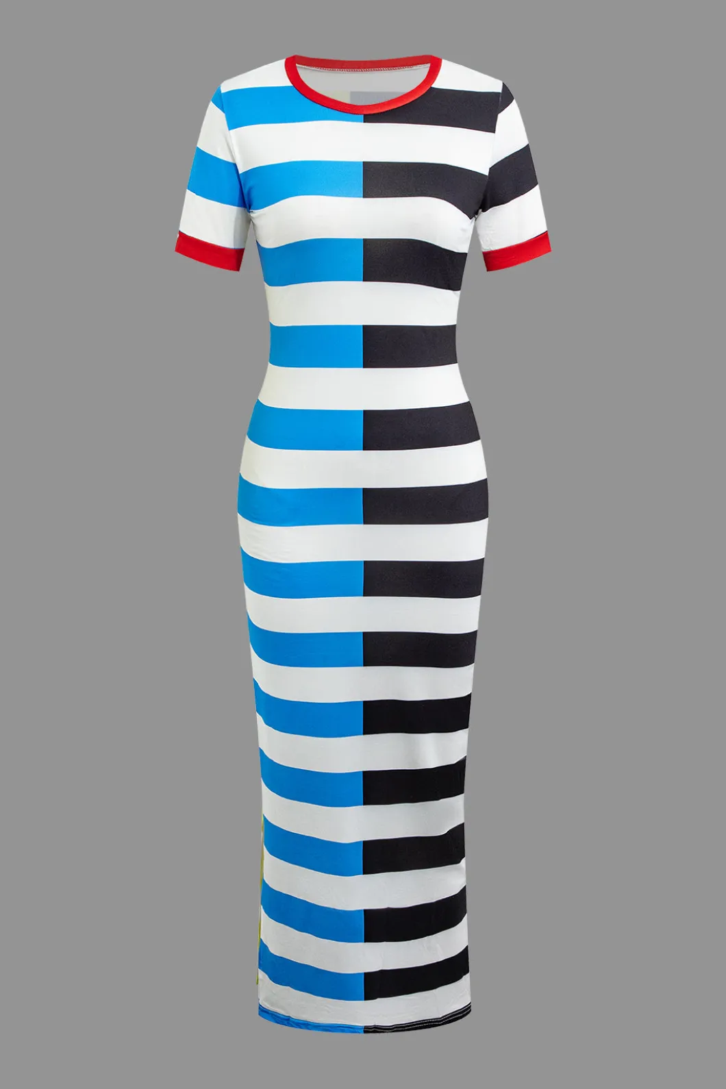 Contrast Striped Maxi Dress>MICAS Fashion