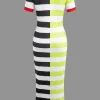 Contrast Striped Maxi Dress>MICAS Fashion