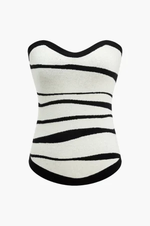 Contrast Sweater Tube Top>MICAS Online