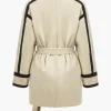 Contrast Trim Belted Wrap Coat>MICAS Online