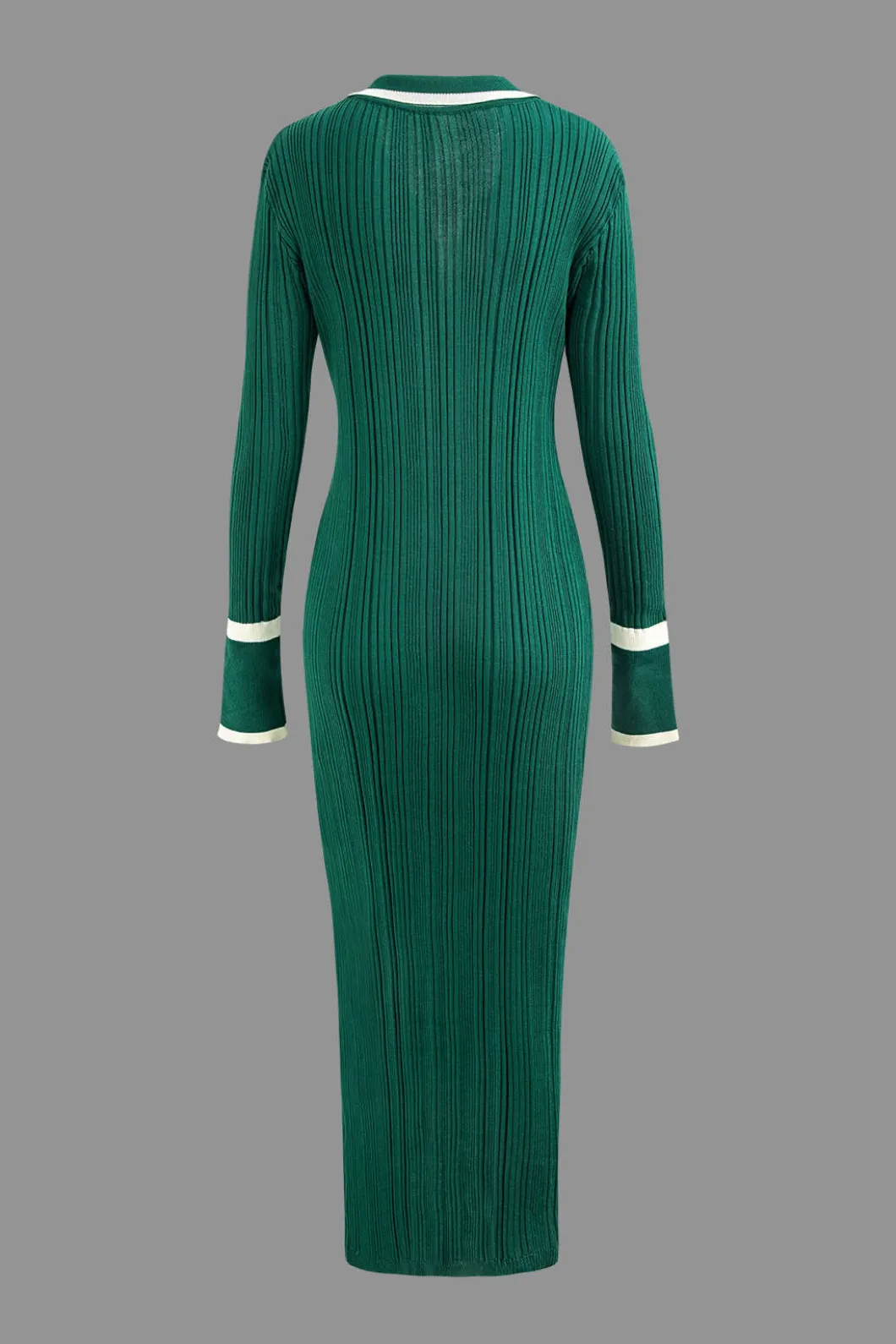 Contrast Trim Button Down Knitted Dress>MICAS Hot