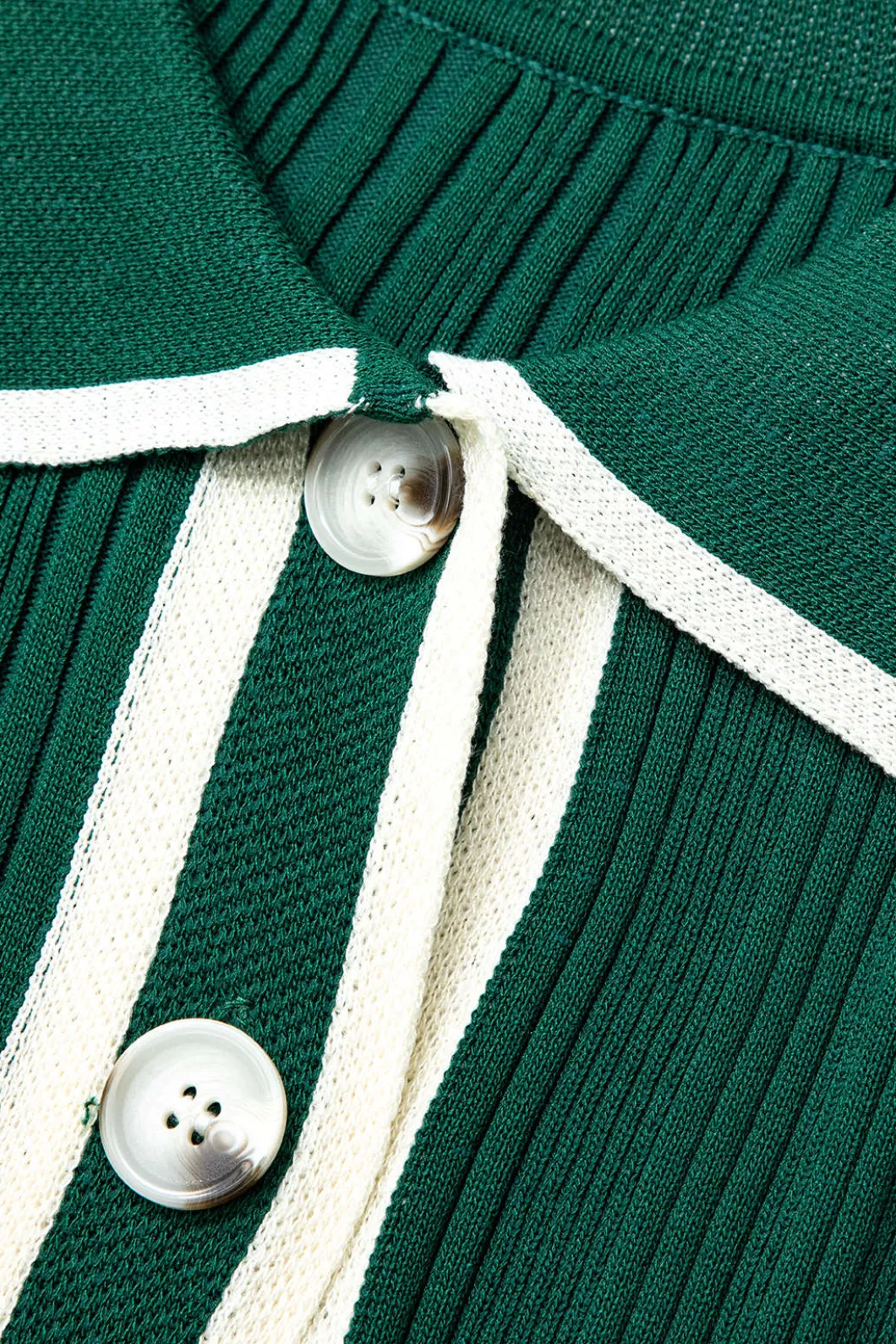 Contrast Trim Button Down Knitted Dress>MICAS Hot