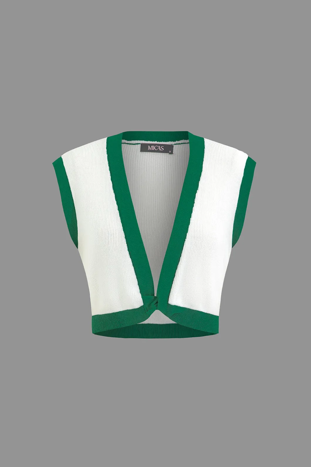 Contrast V-neck Knit Top And Mini Skirt Set>MICAS Sale