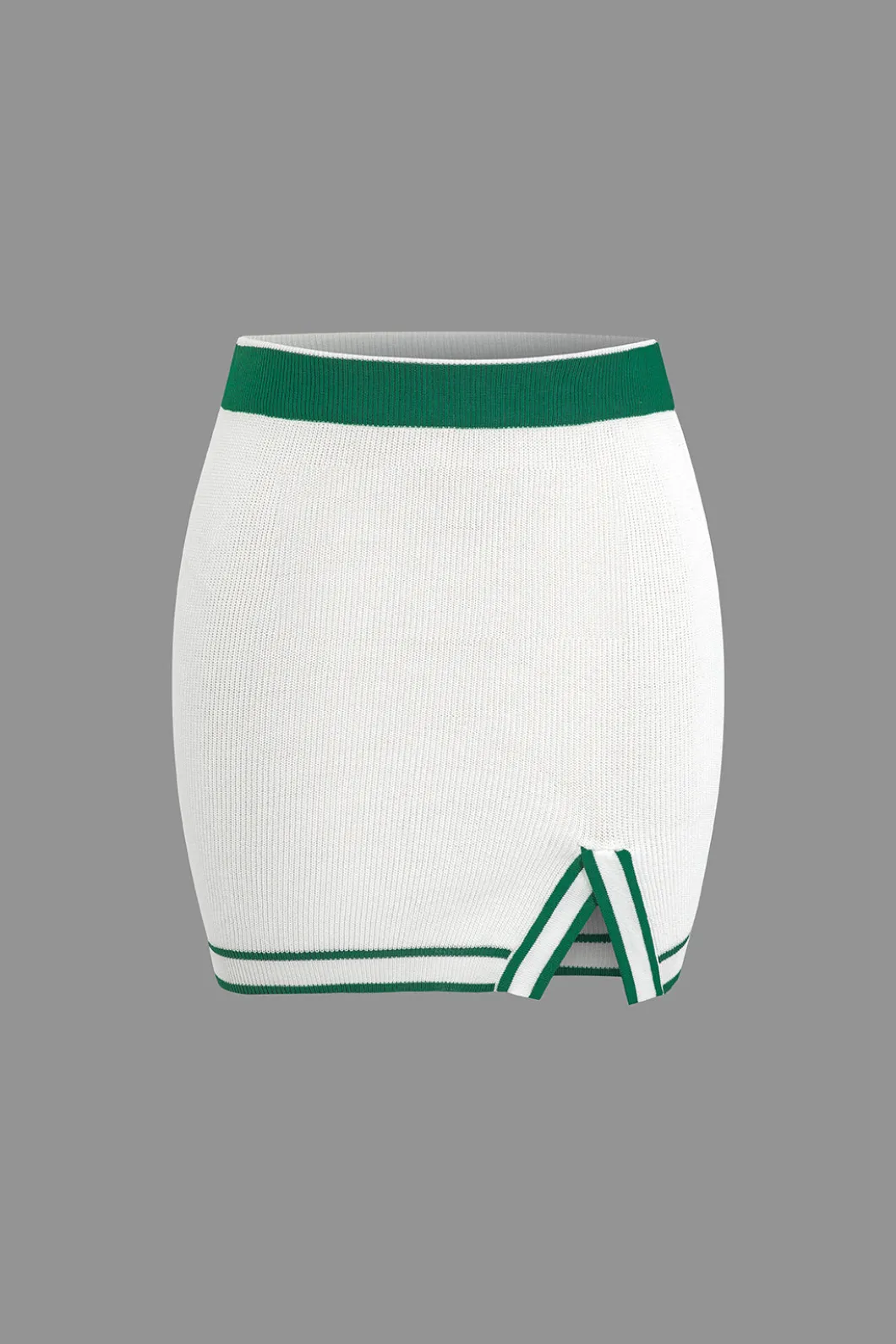 Contrast V-neck Knit Top And Mini Skirt Set>MICAS Sale