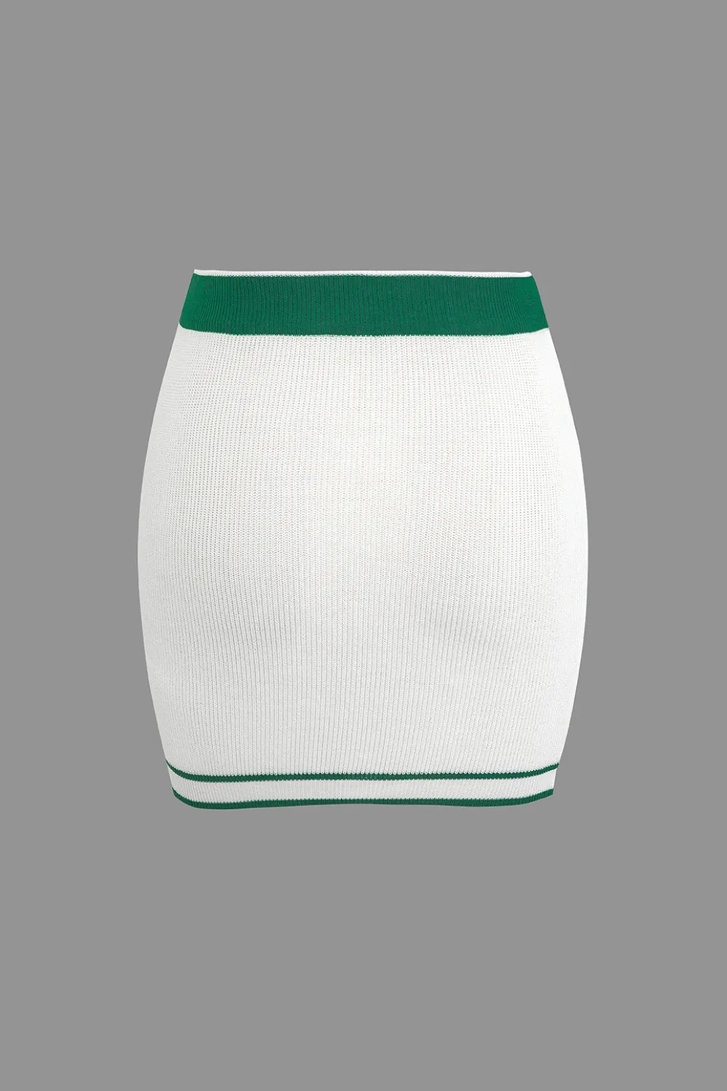 Contrast V-neck Knit Top And Mini Skirt Set>MICAS Sale