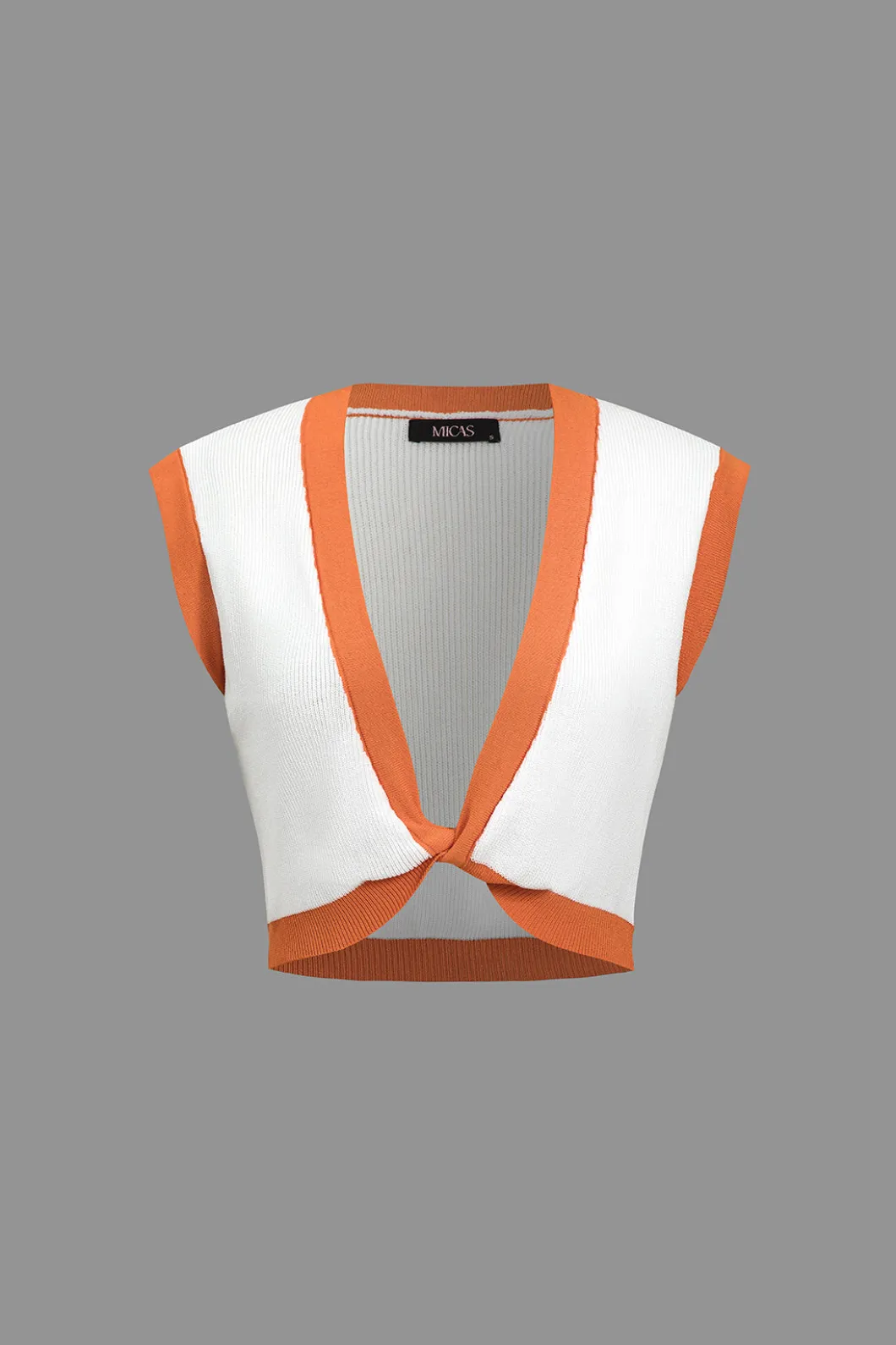 Contrast V-neck Knit Top And Mini Skirt Set>MICAS Sale