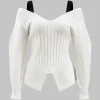 Contrast V-neck Sweater Long-Sleeve Top>MICAS Hot