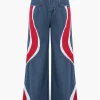 Contrast Wave Pattern Wide Leg Jeans>MICAS Hot